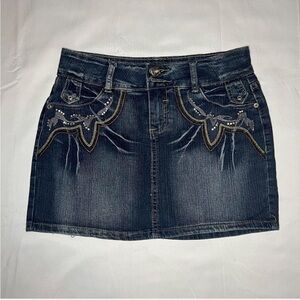 575 Denim Authentic Vintage Y2K Mini Skirt with Embroidered Details